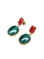 Orecchini Stocco Gioielli Donna in Argento Malachite ORA 448 - ORA 448